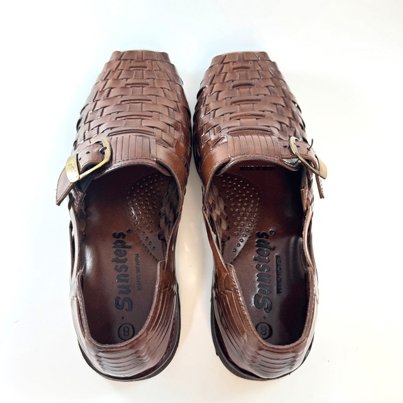 Sunsteps Brown Woven Leather Huarache Sandals Buckle Loafers Mens Size 8 main image 6